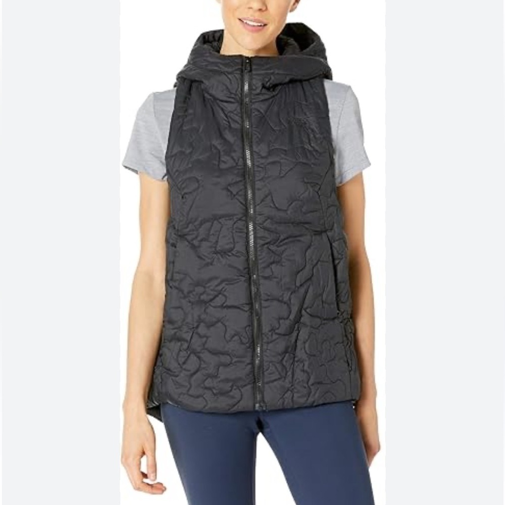 the north face alphabet city parka vest Black Quilted Hooded Vest